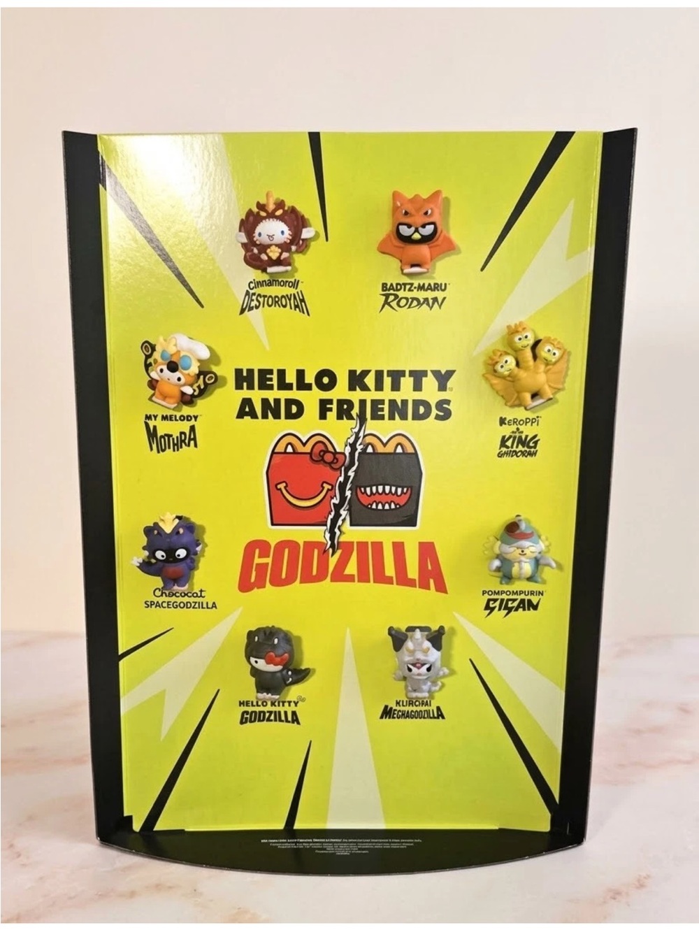 McDonalds Hello Kitty x Godzilla Store Display Standee Full Set 8 Toys Promo